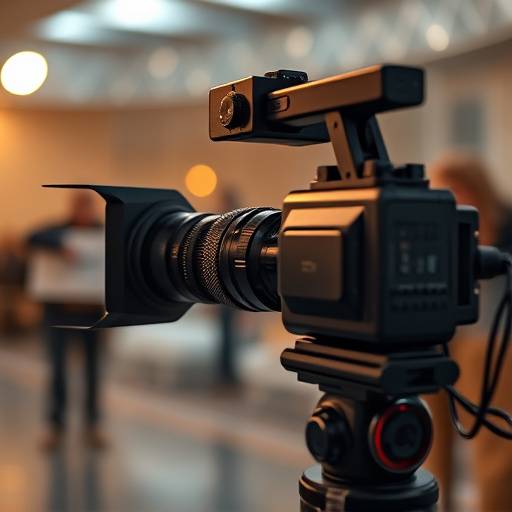 Cámara profesional grabando una entrevista