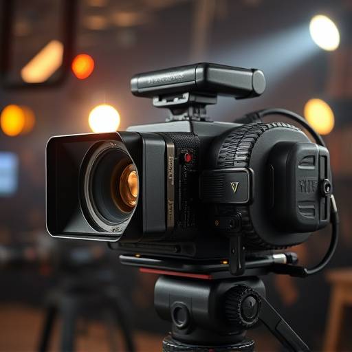 Una antigua cámara de cine vintage representando los inicios del estudio